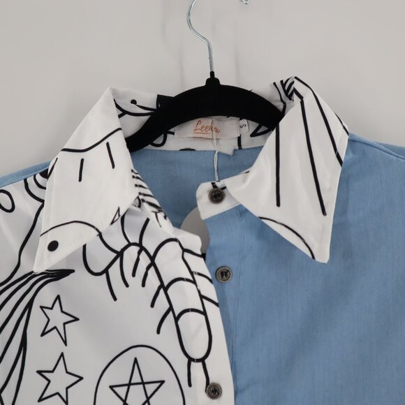 Leena Two-Tone‎ Shirt Dress Womens Demure Statement Creative Playful Artist NWT - Picture 5 of 13